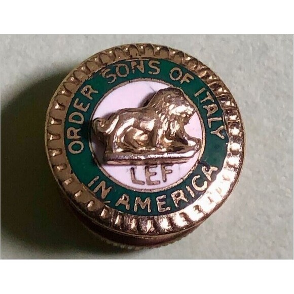 Sons of ITALY in America-LEF Italian, screw back enameled brass lapel pin -EU - Picture 1 of 2